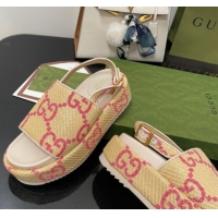 Sophisticated Gucci GG Platform Sandal 5.5cm Beige/Pink 070413