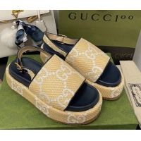 Charming Gucci GG Platform Sandal 5.5cm Beige/White 070415