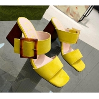 Good Looking Gucci Suede Sandals 7cm with Bamboo Buckle Yellow 706128