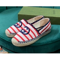 Sumptuous Gucci Striped Canvas Espadrilles White/Red/Blue 718100