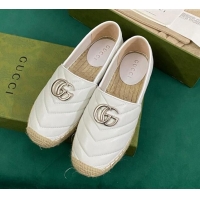 Grade Quality Gucci Chevron Leather Espadrilles White/Silver 0718101