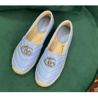 Trendy Design Gucci Chevron Leather Espadrilles Blue 718103