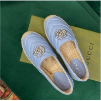 Trendy Design Gucci Chevron Leather Espadrilles Blue 718103