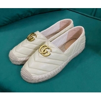 Charming Gucci Chevron Leather Espadrilles Cream White 718104