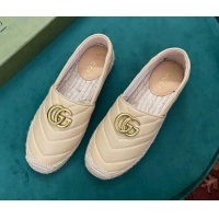 Discount Gucci Chevron Leather Espadrilles Beige 718105