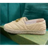 Discount Gucci Chevron Leather Espadrilles Beige 718105