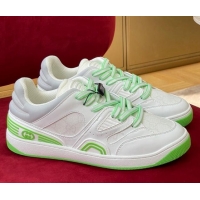 Luxury Gucci Basket Low-top Sneakers White/Green 718106