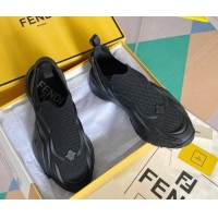 Top Design Fendi Flow Mesh Running Sneakers Black 520118