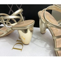 Duplicate Fendi Rhodes Lambskin Strap Heel Sandals 7.5cm Gold 2060171