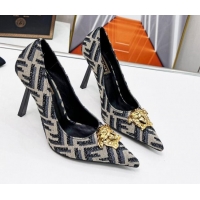 Luxury Cheap Versace x Fendi Fendace FF Fabric Pumps 11cm Grey 062164