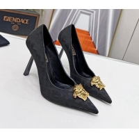 Stylish Versace x Fendi Fendace FF Fabric Pumps 11cm 062165 Black