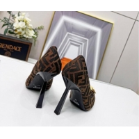 Luxury Versace x Fendi Fendace FF Fabric Pumps 11cm 062165 Brown