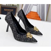 Grade Versace x Fendi Fendace FF Fabric Pumps 11cm 062165 Grey 