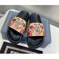 Top Design Versace x Fendi Fendace Flat Slide Sandals Red 062181