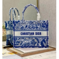 Promotional MEDIUM DIOR BOOK TOTE Fluorescent Blue Toile de Jouy Reverse Embroidery M1296ZROC