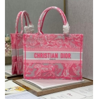 Good Product MEDIUM DIOR BOOK TOTE Fluorescent Pink Toile de Jouy Reverse Embroidery M1296ZROC