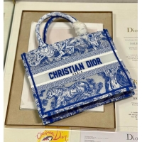 Famous Brand SMALL DIOR BOOK TOTE Blue Toile de Jouy Reverse Embroidery M1265ZRGO