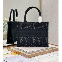 Top Quality SMALL DIOR BOOK TOTE Embroidery M1265ZRGO black