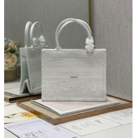 Top Grade SMALL DIOR BOOK TOTE Embroidery M1265ZRGO white