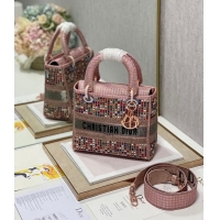 Cheapest MEDIUM LADY DIOR BAG Bead Embroidery 0650RKW Coral Pink