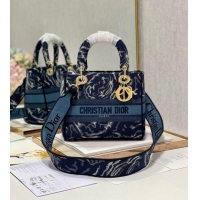 Buy Fashionable MEDIUM LADY D-LITE BAG Blue Dior Roses Embroidery M0565ORVG