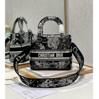 Good Product MEDIUM LADY D-LITE BAG Black Toile de Jouy Zodiac Embroidery M0565BRHZ