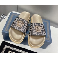 Top Grade Versace x Fendi Fendace Flat Slide Sandals Beige 062185