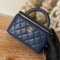 Top Quality Chanel mini Shoulder Bag Lambskin & Gold-Tone Metal 81208 dark blue