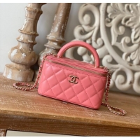 Sumptuous Design Chanel mini Shoulder Bag Lambskin & Gold-Tone Metal 81208 pink