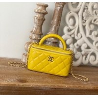 Wholesale Grade Chanel mini Shoulder Bag Lambskin & Gold-Tone Metal 81208 yellow