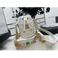 Good Looking Chanel Drawstring Bag & Gold Metal A68081 white