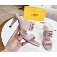 Classic Specials Fendi Calfskin Signature High Heel Slide Sandals Nude 2062198