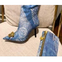 Top Grade Versace x Fendi Fendace Denim Knee-High Boots 10.5cm Blue 070228