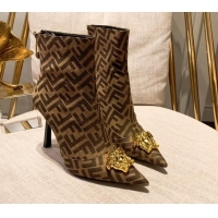 Perfect Versace x Fendi Fendace FF Canvas Ankle Boots 10.5cm Brown 070229