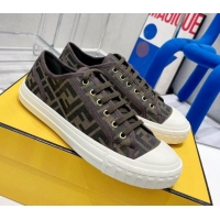 Sumptuous Fendi Domino FF Fabric Low-top Sneakers Brown 070233