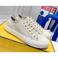 Classic Hot Fendi Domino FF Fabric Low-top Sneakers White 070233