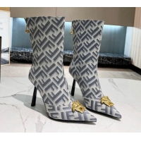 Purchase Versace x Fendi Fendace FF Canvas Ankle Boots 10.5cm Grey 070476