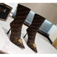 Charming Versace x Fendi Fendace FF Canvas Ankle Boots 10.5cm Brown 070477