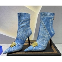 Good Looking Versace x Fendi Fendace Denim Ankle Boots 10.5cm Blue 070479