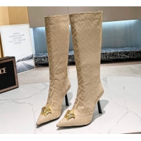 Duplicate Versace x Fendi Fendace FF Canvas High Boots 10.5cm Beige 070483