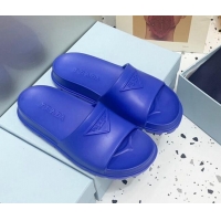 Most Popular Prada Rubber Flat Slides Sandals Blue 0523107