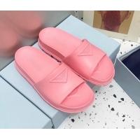 Trendy Design Prada Rubber Flat Slides Sandals Pink 0523108