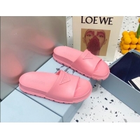 Trendy Design Prada Rubber Flat Slides Sandals Pink 0523108