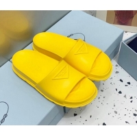 Best Product Prada Rubber Flat Slides Sandals Yellow 0523109