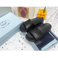 Good Quality Prada Rubber Flat Slides Sandals Black 0523110