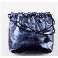 Famous Brand CHANEL 22 HANDBAG AS3260 Navy Blue