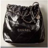 Good Product CHANEL 22 HANDBAG Calfskin & Silver-Tone Metal AS3261 Black