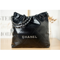 Good Product CHANEL 22 HANDBAG Calfskin & Silver-Tone Metal AS3261 Black