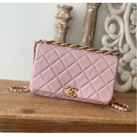 Shop Grade Chanel SMALL FLAP BAG Lambskin & Gold-Tone Metal AS3367 pink