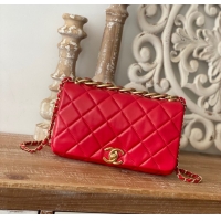 Grade Quality Chanel SMALL FLAP BAG Lambskin & Gold-Tone Metal AS3367 red